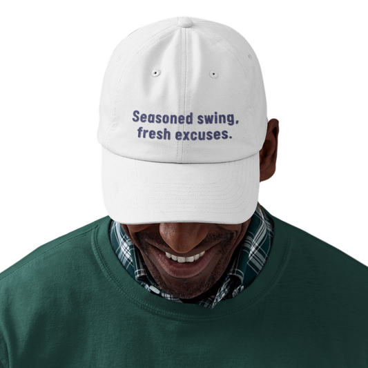 Seasoned Swing, Fresh Excuses - Golf Cap by The Witty Golfer