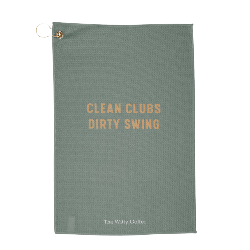 Clean Clubs, Dirty Swing - Golf Towel by The Witty Golfer