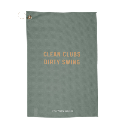 Clean Clubs, Dirty Swing - Golf Towel by The Witty Golfer