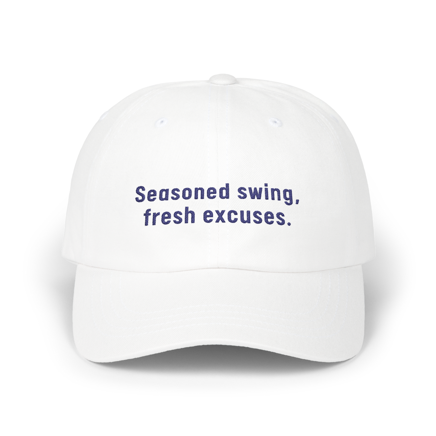 Seasoned Swing, Fresh Excuses - Golf Cap by The Witty Golfer